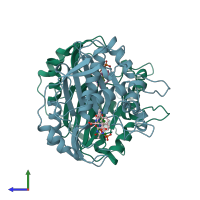 PDB entry 1syn coloured by chain, side view.
