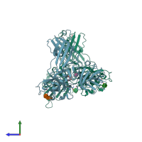 PDB entry 1syo coloured by chain, side view.