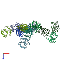 PDB entry 1syr coloured by chain, top view.