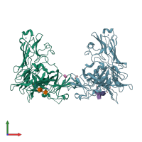 PDB entry 1sz0 coloured by chain, front view.