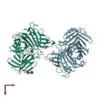 PDB entry 1sz0 coloured by chain, top view.