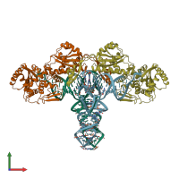 PDB entry 1sz1 coloured by chain, front view.