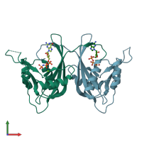 PDB entry 1sz3 coloured by chain, front view.