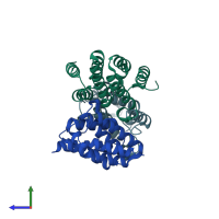 PDB entry 1sz9 coloured by chain, side view.