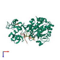 PDB entry 1szc coloured by chain, top view.