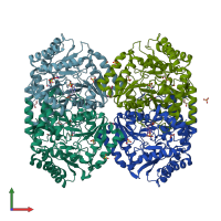 PDB entry 1szk coloured by chain, front view.