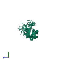 PDB entry 1szl coloured by chain, ensemble of 20 models, side view.