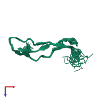 PDB entry 1szl coloured by chain, ensemble of 20 models, top view.