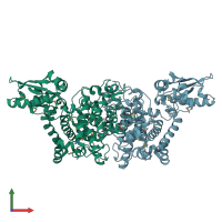 PDB entry 1szq coloured by chain, front view.