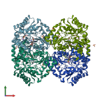 PDB entry 1szs coloured by chain, front view.