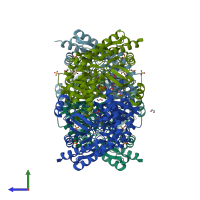 PDB entry 1szs coloured by chain, side view.