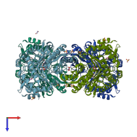 PDB entry 1szs coloured by chain, top view.