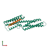 PDB entry 1t01 coloured by chain, front view.