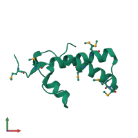 PDB entry 1t07 coloured by chain, front view.