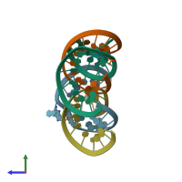 PDB entry 1t0d coloured by chain, side view.