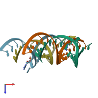 PDB entry 1t0d coloured by chain, top view.