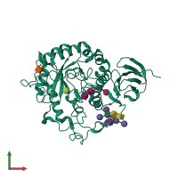 PDB entry 1t0o coloured by chain, front view.