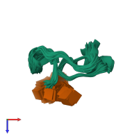 PDB entry 1t0w coloured by chain, ensemble of 25 models, top view.