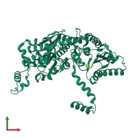 PDB entry 1t10 coloured by chain, front view.