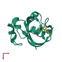 PDB entry 1t1b coloured by chain, ensemble of 2 models, top view.