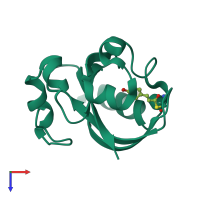 PDB entry 1t1c coloured by chain, ensemble of 2 models, top view.