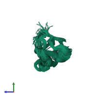 PDB entry 1t1h coloured by chain, ensemble of 20 models, side view.