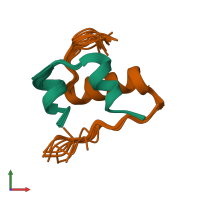 PDB entry 1t1k coloured by chain, ensemble of 15 models, front view.
