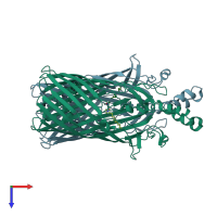 PDB entry 1t1l coloured by chain, top view.