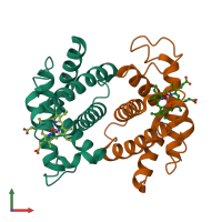 PDB entry 1t1n coloured by chain, front view.