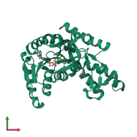 PDB entry 1t24 coloured by chain, front view.