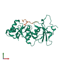 PDB entry 1t29 coloured by chain, front view.