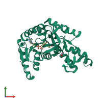 PDB entry 1t2c coloured by chain, front view.