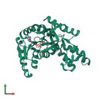 PDB entry 1t2d coloured by chain, front view.