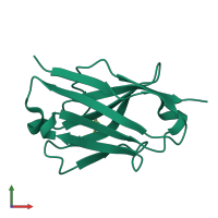 PDB entry 1t2j coloured by chain, front view.