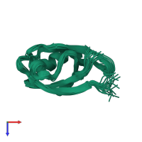 PDB entry 1t2m coloured by chain, ensemble of 20 models, top view.