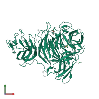 PDB entry 1t2x coloured by chain, front view.