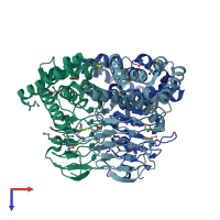 PDB entry 1t3d coloured by chain, top view.