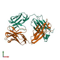 PDB entry 1t3f coloured by chain, front view.