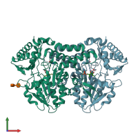PDB entry 1t3i coloured by chain, front view.