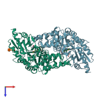 PDB entry 1t3i coloured by chain, top view.