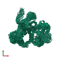 PDB entry 1t3k coloured by chain, ensemble of 20 models, front view.