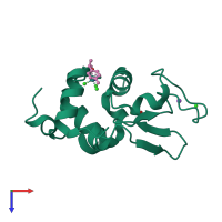 PDB entry 1t3p coloured by chain, top view.