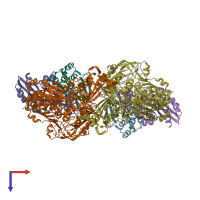 PDB entry 1t3q coloured by chain, top view.