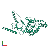 PDB entry 1t3s coloured by chain, front view.