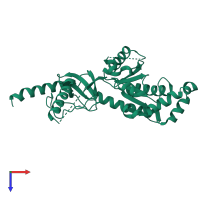 PDB entry 1t3s coloured by chain, top view.