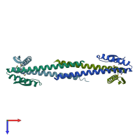 PDB entry 1t3u coloured by chain, top view.