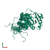 PDB entry 1t3v coloured by chain, ensemble of 22 models, front view.