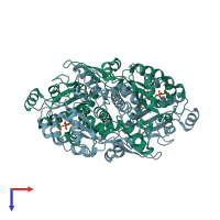 PDB entry 1t3z coloured by chain, top view.