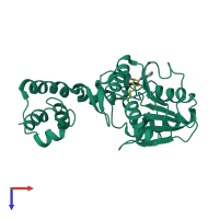PDB entry 1t43 coloured by chain, top view.