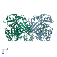 PDB entry 1t47 coloured by chain, top view.